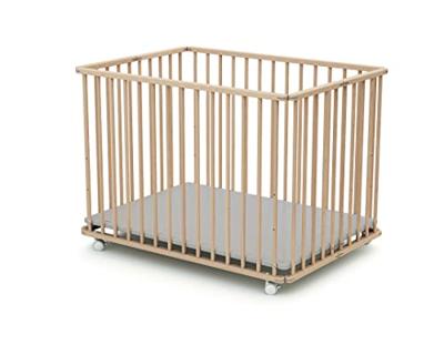 Rechthoekige opvouwbare box - WEBABY - CALI - 70 x 100 cm - Tot 24 maanden - Ruwe beuken