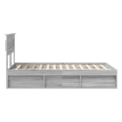 Bedframe met lade Grijs Sonoma 135 x 190 cm Massief grenenhout