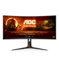 AOC CU34G2X/BK Gaming CU34G2X 86 cm (34 inch) gebogen monitor (QHD, HDMI, DisplayPort, Free-Sync, 1 ms responstijd, 144 Hz, 3440x1440) zwart/rood - thumbnail