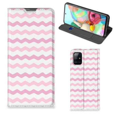 Samsung Galaxy A71 | Hoesje met Magneet | Waves Roze Samsung Galaxy A71 | Hoesje met Magneet | Waves Roze