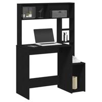 Bureau met schappen 100x45x140 cm bewerkt hout zwart - thumbnail
