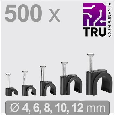 TRU COMPONENTS T24CA132 Spijkerclip TC-13448480 Bundel-Ø (bereik) 2 tot 12 mm Zwart 500 stuk(s) TRU COMPONENTS T24CA132 Spijkerclip TC-13448480 Bundel-Ø (bereik) 2 tot 12 mm Zwart 500 stuk(s)