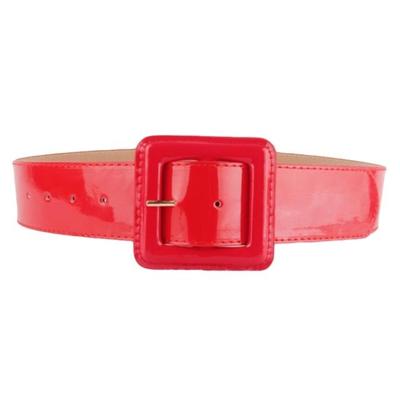 Vierkante gesp PU Leather glanzende brede riem voor vrouwen grootte: 1030 x 48cm (rood)