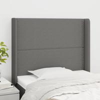 Hoofdbord met randen 83x16x118/128 cm stof donkergrijs - thumbnail