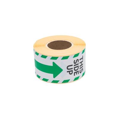 Etiket rillprint this side up wit groen