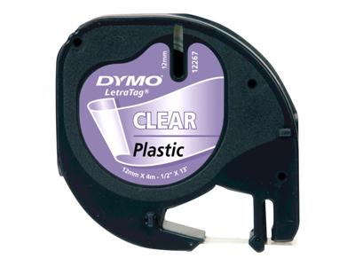 Labeltape dymo letratag plastic 12mm transparant Labeltape dymo letratag plastic 12mm transparant