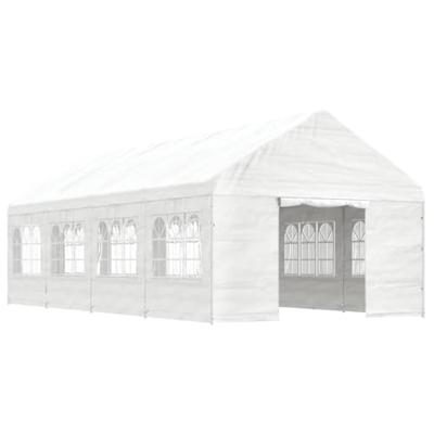 Prieel met dak 8,92x4,08x3,22 m polyetheen wit