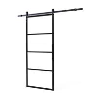 Intersteel DIY schuifdeur Cubo incl. transparant glas 2150mm + zwart ophangsysteem Basic - thumbnail