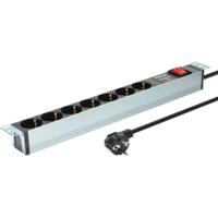 Digitus DN-95407 19 inch Stekkerdoos voor patchkast 1 HE Geaarde contactdoos Zwart - thumbnail