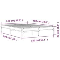 Bedframe bewerkt hout metaal grijs sonoma eiken 140x190 cm - thumbnail