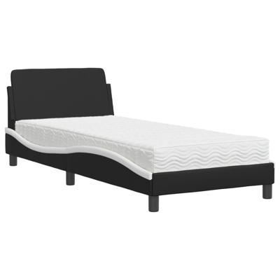 Bed met matras "Dover" kunstleer zwart en wit 90x190 cm
