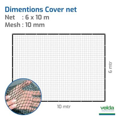 Velda Vijverafdeknet 6x10m - Extra Sterk en Fijnmazig, Eenvoudige Installatie met Bevestigingsringen