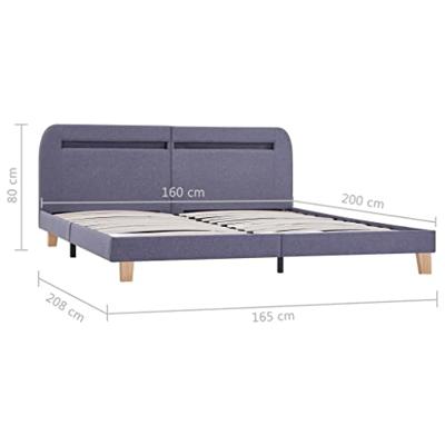 Bedframe met LED stof lichtgrijs 160x200 cm
