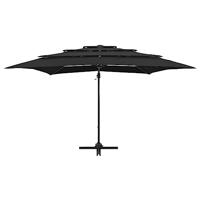 Parasol 4-laags met aluminium paal 250x250 cm zwart - thumbnail