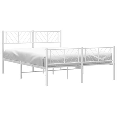 Bedframe met hoofd- en voeteneinde metaal wit 150x200 cm - thumbnail