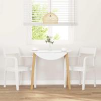 Eetkamerstoelen 2 st massief hout rubber wit - thumbnail