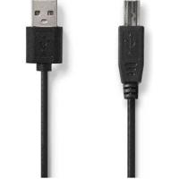 Nedis USB-Kabel | USB 2.0 | USB-A Male | USB-B Male | 480 Mbps | Vernikkeld | 2.00 m | Rond | PVC | Zwart | Label - CCGL60101BK20 - thumbnail