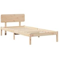 Bedframe met hoofdeinde Naturel 90 x 200 cm Massief grenenhout - thumbnail