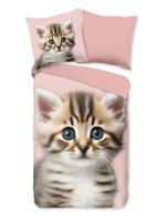 Good Morning Kinderdekbedovertrek "kat" - Roze - (135x200 cm) - Katoen Flanel - thumbnail
