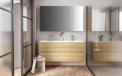 Spiegelkast BWS Hayat 3 Assymetrische Deuren 120x70x15cm Eik