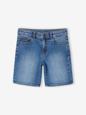 Bermuda in denim voor jongens met verstelbare taille stone