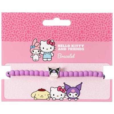 Hello Kitty Bracelet purple beads with Kuromi Charm 21 cm