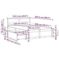 Bed met lades en matras massief grenenhout wasbruin 120x200 cm - thumbnail