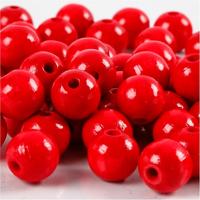 Creativ Company Houten kralen, d 10 mm, gatgrootte 3 mm, ca. 70 stuk, rood, 20 gr/ 1 doos - thumbnail