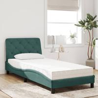 Bed met matras fluweel donkergroen 90x200 cm - thumbnail