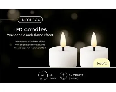 Lumineo ledtheelicht d4h5cm 2st wit