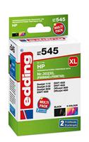 Edding Inktcartridge vervangt HP 302XL, F6U68AE, F6U67AE Compatibel Combipack Zwart, Kleur 18-545 18-545 - thumbnail