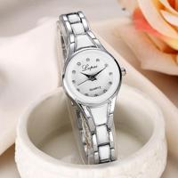 Lvpai ronde Dial tweekleurige roestvrijstalen riem armband quartz horloge voor vrouwen (zilver wit) - thumbnail
