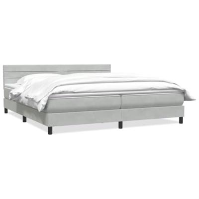 Boxspring met matras fluweel lichtgrijs 180x220 cm
