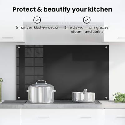 VidaXL Keuken achterwand zwart 100 x 60 cm gehard glas
