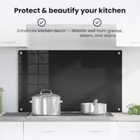 VidaXL Keuken achterwand zwart 100 x 60 cm gehard glas - thumbnail