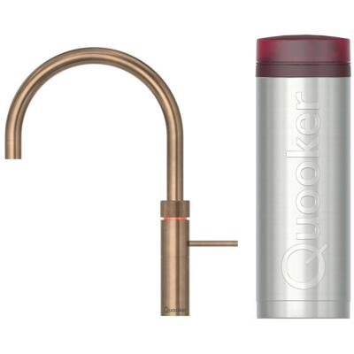 Quooker Fusion Round Keukenkraan Set - Kokend Warm- en Koud Water - Messing Patina - Inclusief PRO3 Reservoir