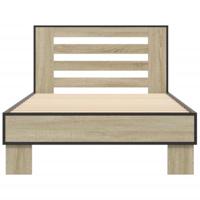 Bedframe bewerkt hout en metaal sonoma eikenkleurig 75x190 cm - thumbnail