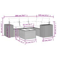 5-delige Loungeset met kussens poly rattan bruin - thumbnail