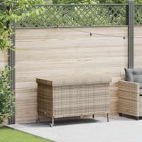 Tuinbox met wielen 110x55x73 cm poly rattan grijs - thumbnail