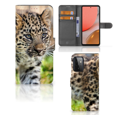 Samsung Galaxy A72 | Telefoonhoesje | Met pasjeshouder | Baby Luipaard Samsung Galaxy A72 | Telefoonhoesje | Met pasjeshouder | Baby Luipaard