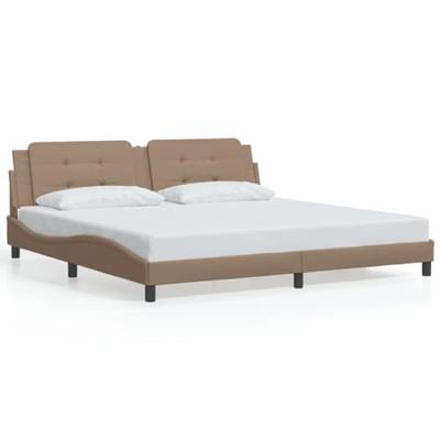 Bedframe met hoofdbord kunstleer cappuccinokleurig 200x200 cm Bedframe met hoofdbord kunstleer cappuccinokleurig 200x200 cm