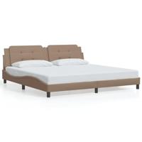 Bedframe met hoofdbord kunstleer cappuccinokleurig 200x200 cm - thumbnail
