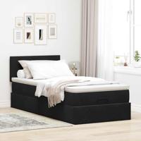 Ottoman bed met matras 80x200cm fluweel zwart - thumbnail