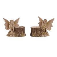 Decoratieve figuren Home ESPRIT Bruin Fee 18 x 10 x 15 cm (2 Stuks) - thumbnail