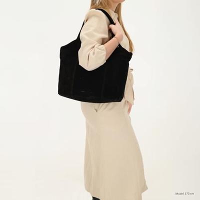 Hide & stitches brazos schoudertas suède-Black