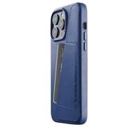 Mujjo Leather Wallet Case iPhone 14 Pro Max blauw - thumbnail