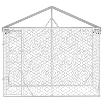 Hondenkennel met dak 3x1,5x2,5 m gegalvaniseerd staal zilver