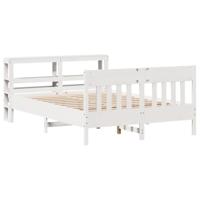 Bedframe zonder matras massief grenenhout wit 140x200 cm - thumbnail