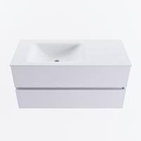 MONDIAZ VICA 100cm badmeubel onderkast Cale 2 lades. Wastafel CLOUD links 1 kraangat, kleur Talc. - thumbnail