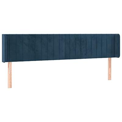 Hoofdbord met randen 203x16x78/88 cm fluweel donkerblauw